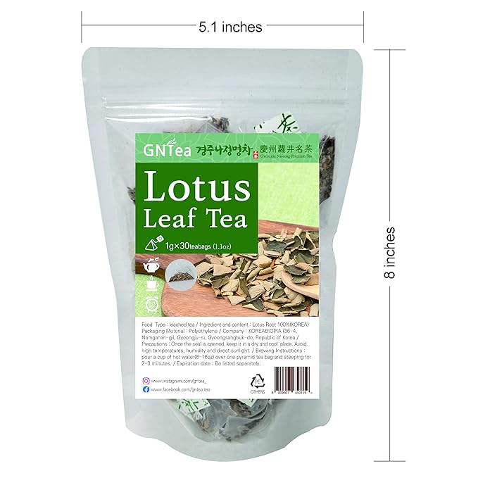 [GNTea] Vegan Lotus Leaf tea 30 teabags (pack of 1) 1.06oz Triangle teabag (PLA) Handmade Roasting Leached tea