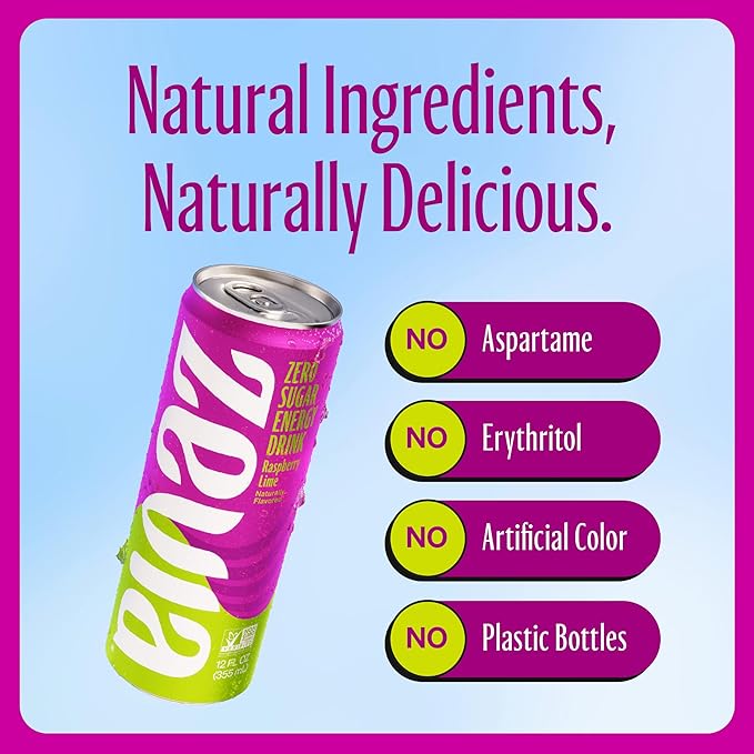 Zevia Zero Calorie Energy Drink 6-Flavor Essential Variety Pack All Flavors 12 Ounce Cans (Pack of 12)