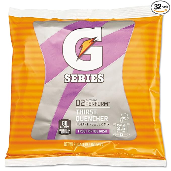 Gatorade 33673 Original Powdered Drink Mix Riptide Rush 21oz Packets 32/Carton