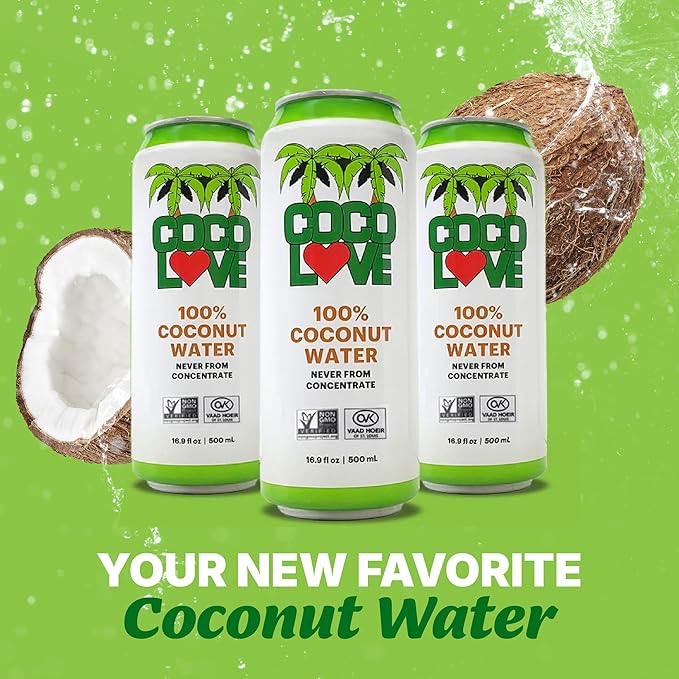 Coco Love 100% Coconut Water | 16.9 Fl Oz - 500 ml (12 Pack)