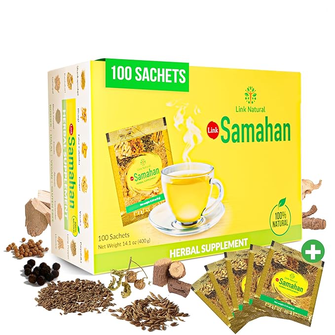 SAMAHAN Ayurvedic Herbal Tea Packets - Sri Lankan Ceylon Blend with 14 Natural Herbs Including Ginger Black Pepper &amp More Herbal Tea Bags for Wellness Relaxation &amp Daily Comfort - 100 Count