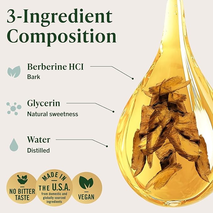 HERBAMAMA Berberine Liquid Drops - Vegan Antioxidant &amp Overall Support with Berberine HCL 500mg Extract Tincture - Non-GMO Alcohol &amp Sugar-Free Supplement 42-Day Supply