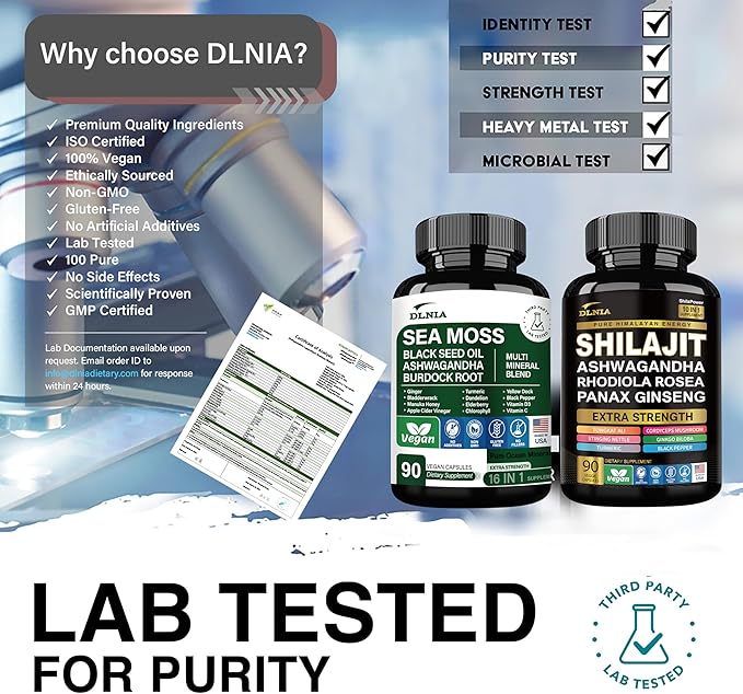 Shilajit 9000mg Sea Moss 17500mg Ginger &amp Black Seed Oil 4000mg Ashwagandha 5000mg Rhodiola Rosea 1000mg Panax Ginseng 1500mg All in 1 Supplement - Sea Moss &amp Shilajit Vitality Bundle
