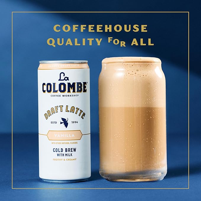 La Colombe Coffee Vanilla Draft Latte 11 fl oz Cans (Pack of 12) Coffeehouse Quality Cold Brew Specialty Grade Coffee Beans Ready-to-Drink On-the-Go