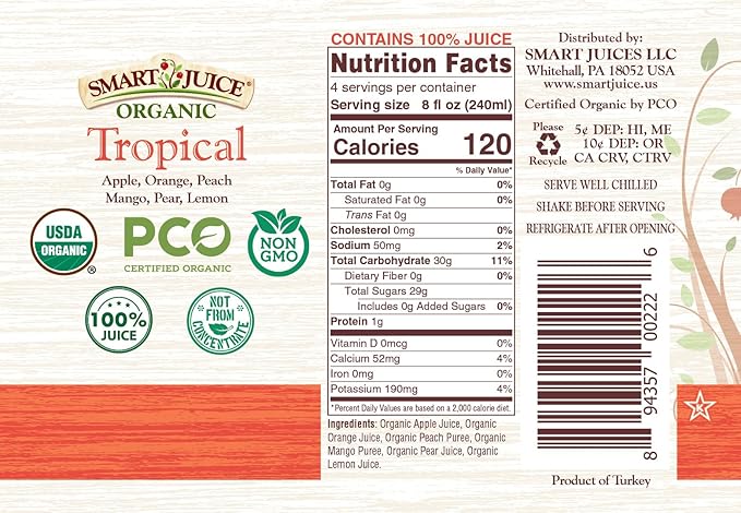Smart Juice Tropical Juice Blend - 33.8 fl oz (1L) - (Case of 6)