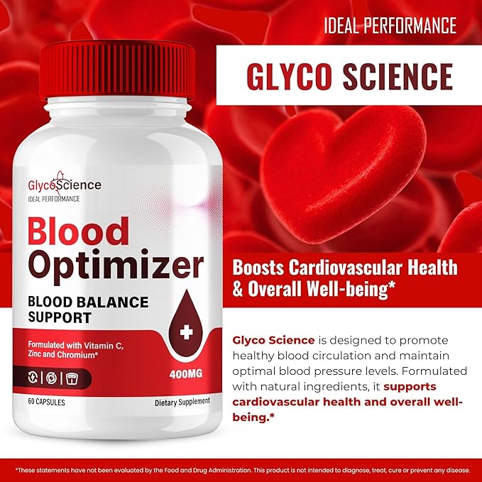 GlycoScience Blood Optimizer Capsules Glyco Science Advanced Blood Formula Supplement Pills - Maximum Strength All Natural Healthy Circulation &amp Stable Levels GlycoScience Reviews (60 Capsules)