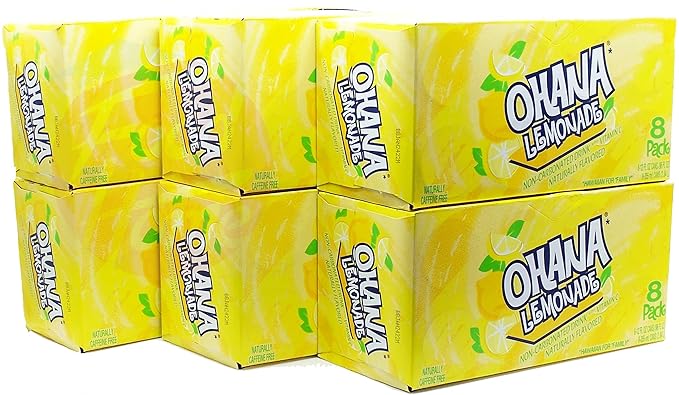 Ohana! lemonade non-carbonated drink caffeine free 12-fluid ounce cans 8-pack in box (1)