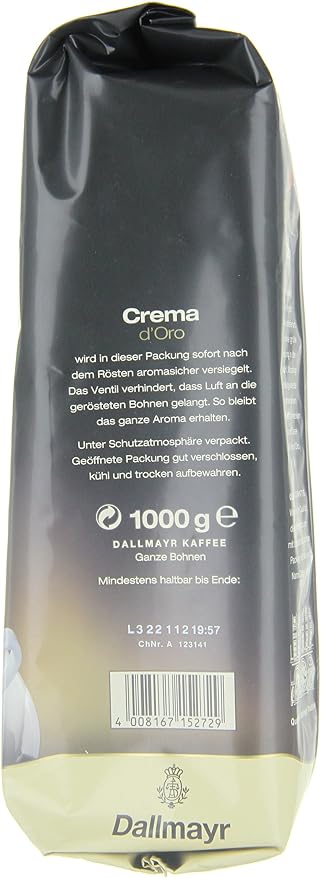 Dallmayr Crema d'oro mild und fein in Bohne 1er Pack (1 x 1000 g Beutel)