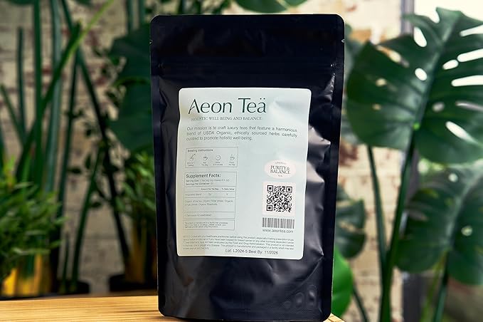 Aeon Teä Purity &amp Balance Organic Herbal Tea Bags (25 Count) - Gentle Detox Blend with Rose Petals and Rose Hips for Digestive Wellness Caffeine-Free Individually Wrapped