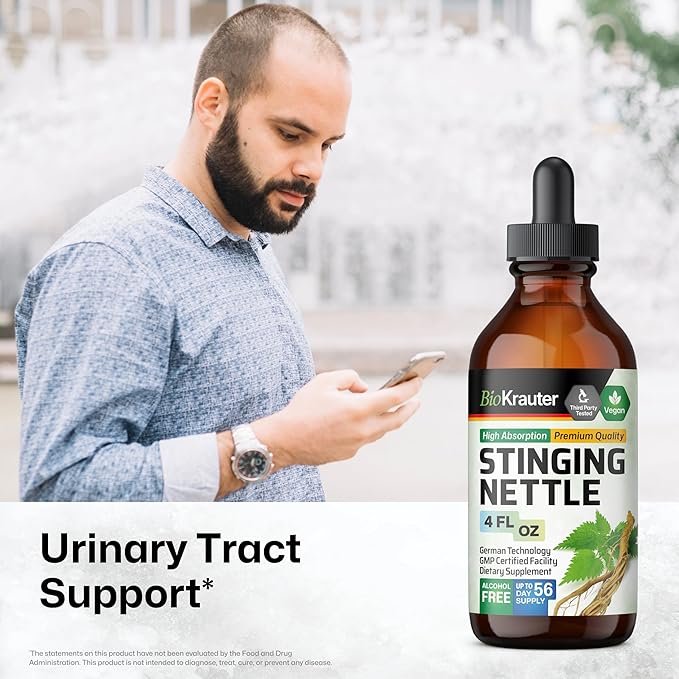 BIO KRAUTER® Stinging Nettle for Seasonal Support - Stinging Nettle Root Tincture (Urtica Dioica) 680 mg for Urinary Tract Support &amp Daily Wellness - 4 Fl.Oz. 56 Days of Supply Sugar &amp Alcoh