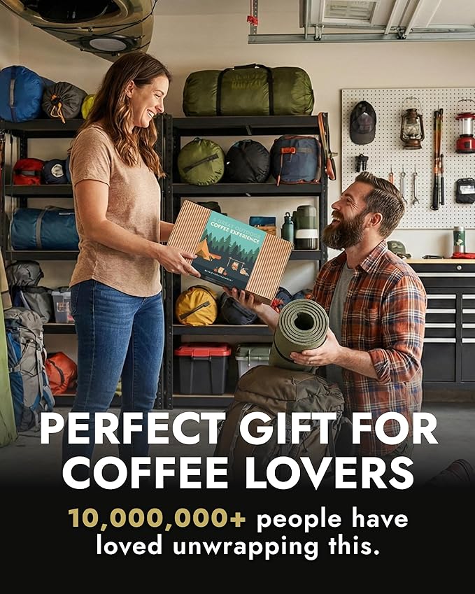Gourmet Outdoor Coffee Gift Set for Men &amp Women - 14 World's Finest Single Origin Specialty &amp Organic Coffees in Innovative Brewers | Sampler Box for Coffee Lover to Brew &amp Enjoy Anytime