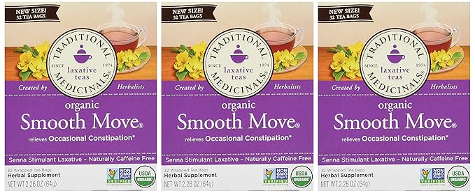 Traditional Medicinals Tea Organic Smooth Move Relieves Occasional Constipation Senna 32 ct (Pack of 3)