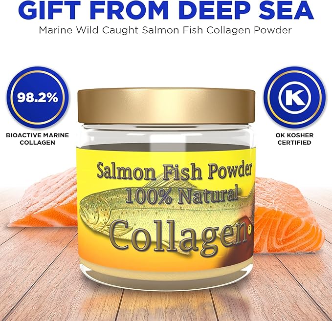 Salcoll Collagen - 100% Natural Bioactive Marine Collagen Powder - Unflavored Kosher can Help Bone Joint Skin Hair Health 1.23 Ounce One Month Supply