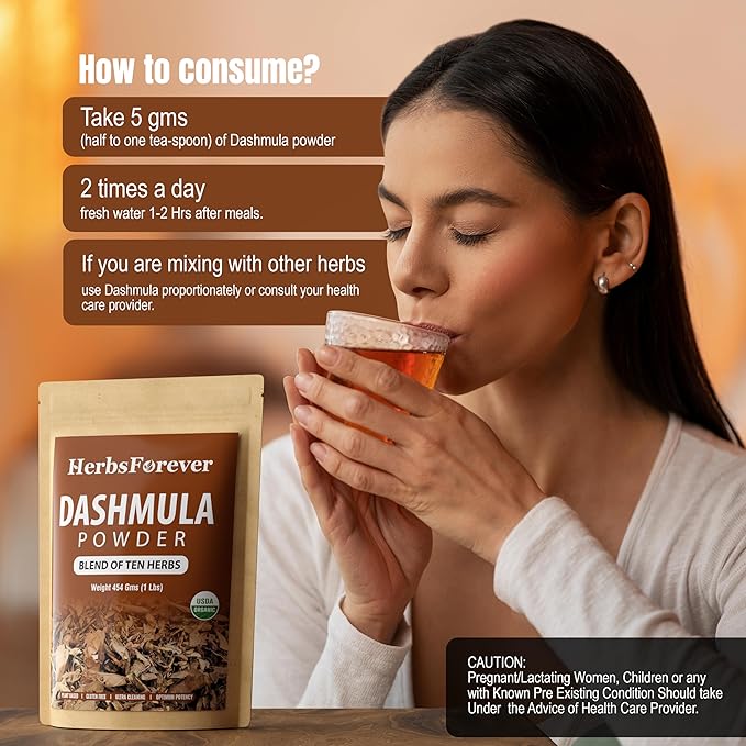 HerbsForever Dashmula Tea Cut and Sifted | Ayurvedic Herbal Tea Blend | Supports General Wellness &amp Vitality | Non-GMO Vegan | 454g