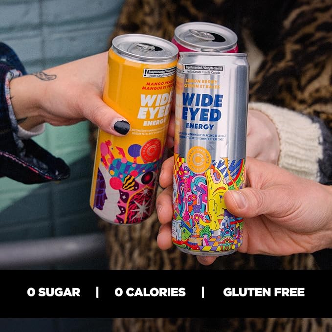 Collective Arts Wide Eyed Energy Drinks | Naturally-Flavored Caffeinated Vitaminized Sparkling Beverage With Fruit Extracts | Blood Orange Vanilla BOOST | Pack of 12 | 12 fl oz.(355ml)