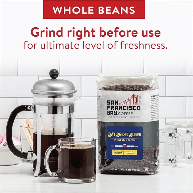 San Francisco Bay Whole Bean Coffee – Bay Bridge Blend (2lb Bag) Medium Roast