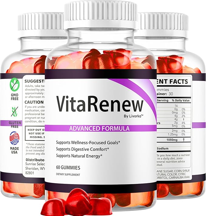 VitaRenew Gummies - Original VitaRenew Advanced 1050MG Formula - Maximum Strength Supplement Gummy Official Formula Vita Renew All Natural Overall Wellness Support 60 Gummies for 1 Month