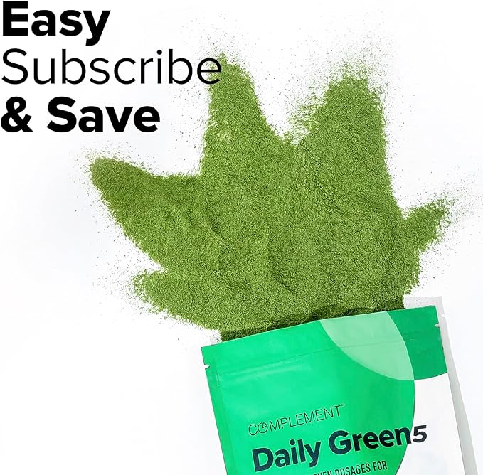 Complement Daily Greens Powder Super Greens Powder Superfood- Wholefoods Organic Chlorella Powder Barley Grass Juice Powder Broccoli Sprouts- Immune Support Brain Health Metal Detox- 30 Servings
