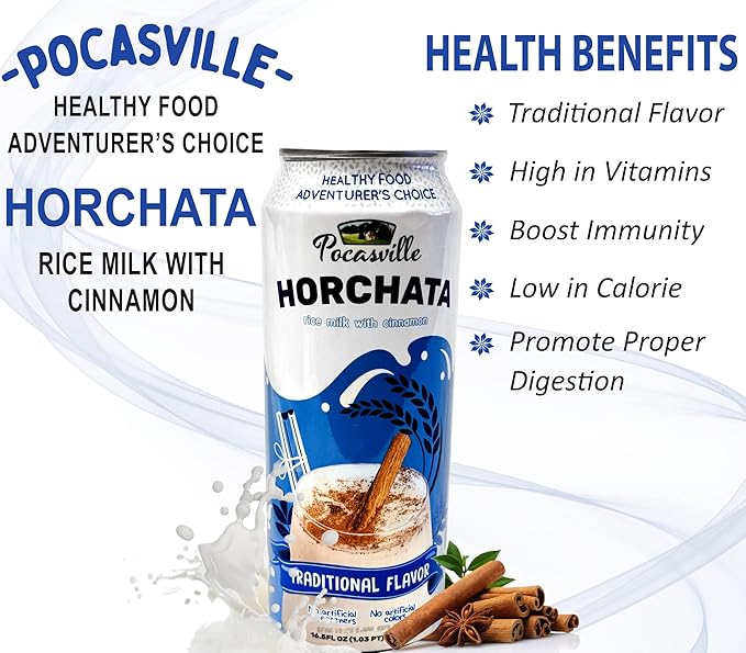 Pocasville Fruit Juices Squeezed not form Concentrate 16.5 Fluid Ounce Can (Horchata 12)