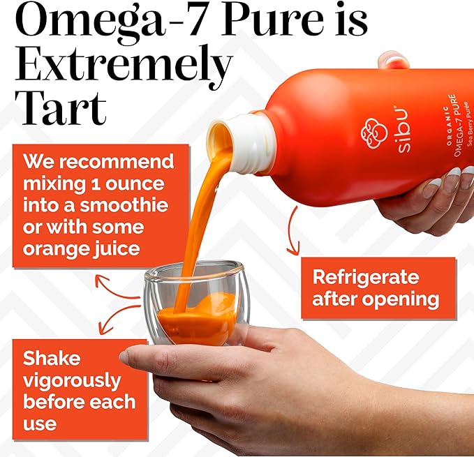 sibu Omega-7 Pure 100% Pure Sea Buckthorn Juice (32 oz) USDA Organic