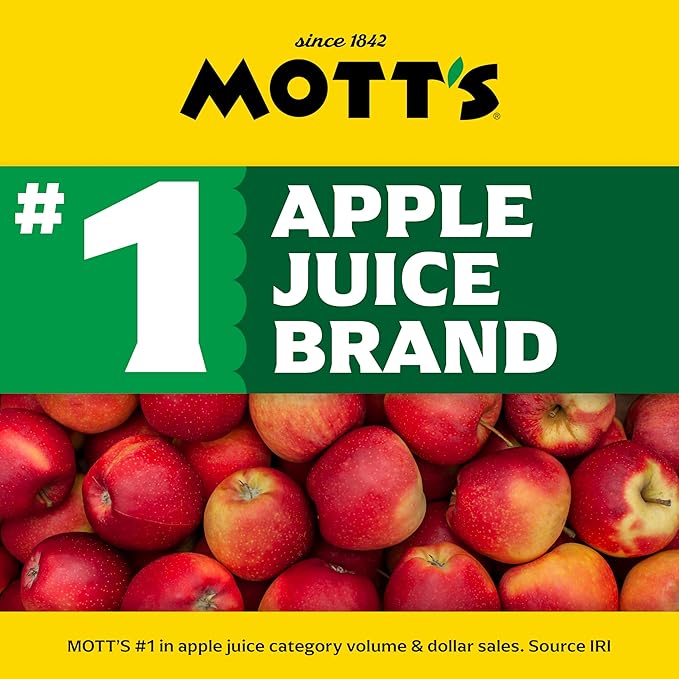 Mott's Zero Sugar Apple Juice Drink 64 fl oz Bottle (Pack of 8) Apple Flavor Excellent Source of Vitamin C