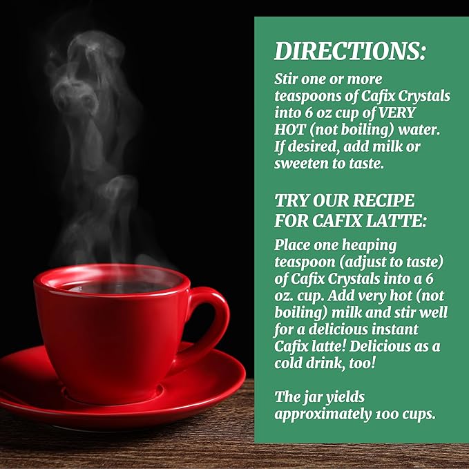 Cafix All Natural Instant Chicory Coffee Alternative Great-Tasting Rich and Bold Zero Caffeine - 7.05oz Jar (Pack of 4)