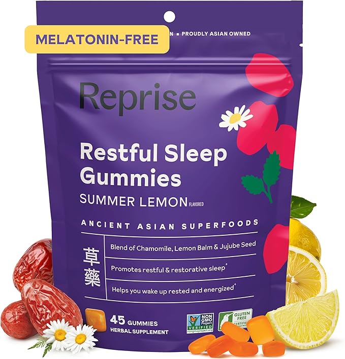 Melatonin Free Natural Sleep Aid Gummies for Adults | NO Melatonin | Herbal Jujube &amp Chamomile Lemon Balm - Deep Sleep Supplement &amp Relaxation for zzz 45 per Pack (45 Vegan Gummies (1 Pack))