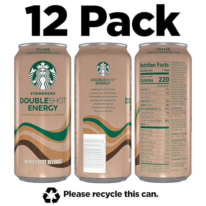Starbucks Doubleshot Energy Drink Coffee Beverage Mocha Iced Coffee 15 fl oz Cans (12 Pack)