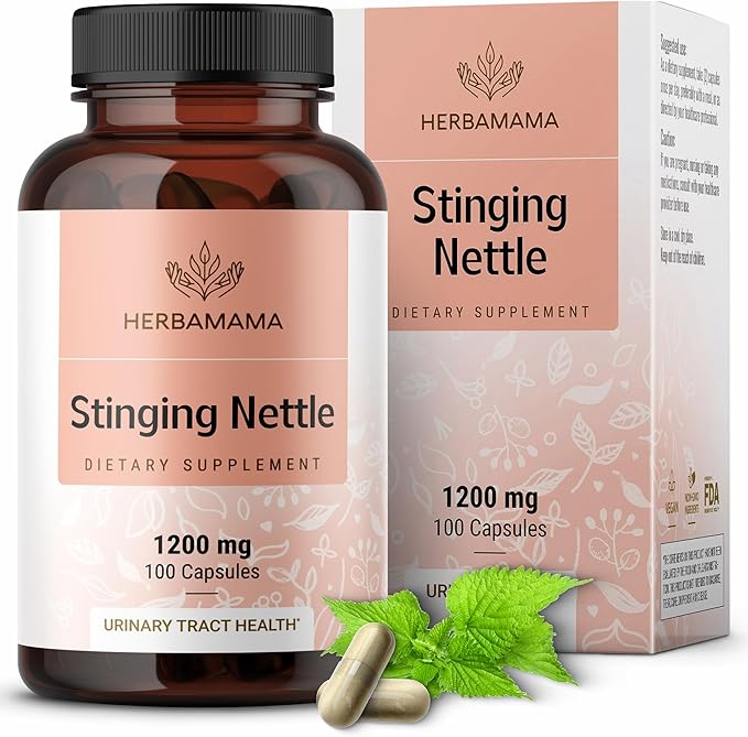 HERBAMAMA Stinging Nettle Capsules - 1200mg Stinging Nettle Root Extract for Urinary Tract Support - Vegan Non-GMO Urtica Dioica Supplement