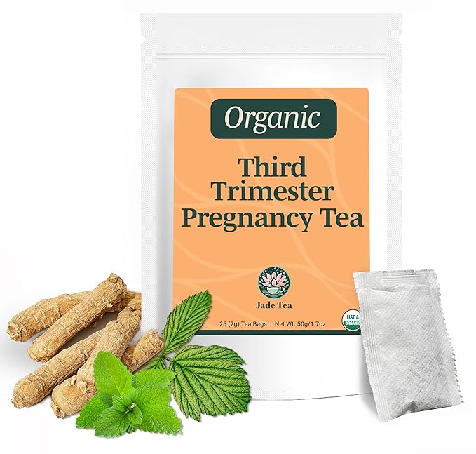 Jade Tea - Organic Third Trimester Tea | Pregnancy Tea - Toning &amp Birth Preparation | Maximized Uterine Health for Labor &amp Postpartum Recovery | Caffeine-Free Fair Trade Sustainable Made In