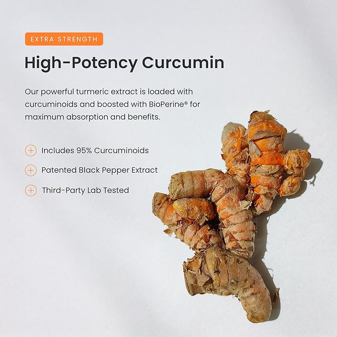 Turmeric Curcumin - 3120 mg Complex with Ginger &amp Black Pepper Extract - 95% Curcuminoids - Extra Strength Turmeric Supplement for Joint Health Brain Heart &amp Immune Support - 180 Turmeric C