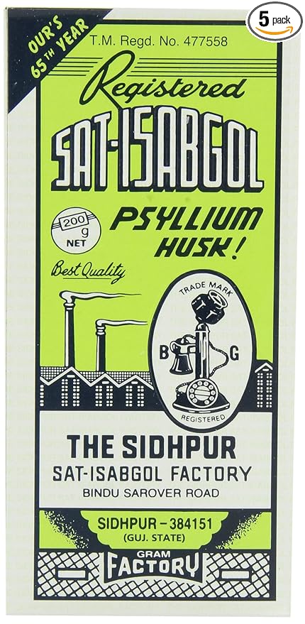 Telephone Sat-isabgol (psyllium Husk) 200-Gram Boxes (Pack of 5)
