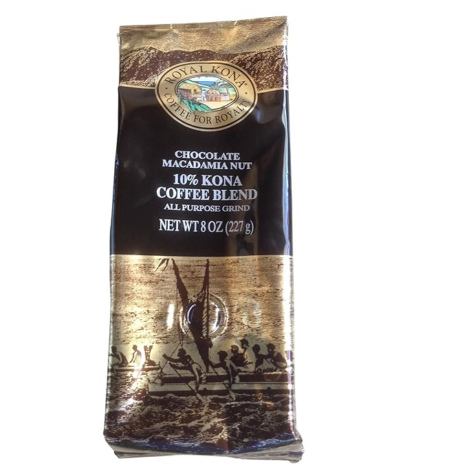 Royal Kona 10% Kona Coffee Blend Multi-Flavor - 3 Pack Ground Coffee (3 x 8 Ounce)