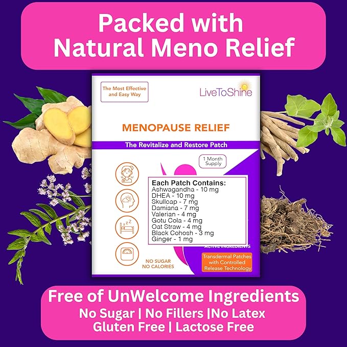Menopause Relief and Melatonin Sleep Patch Bundle - 2 Packs - Hot Flashes Night Sweats Mood Swings Relief Plus Restful Sleep Patches - 30 Day Supply Per Pack (60 Patches) - USA Made by Live To Shine
