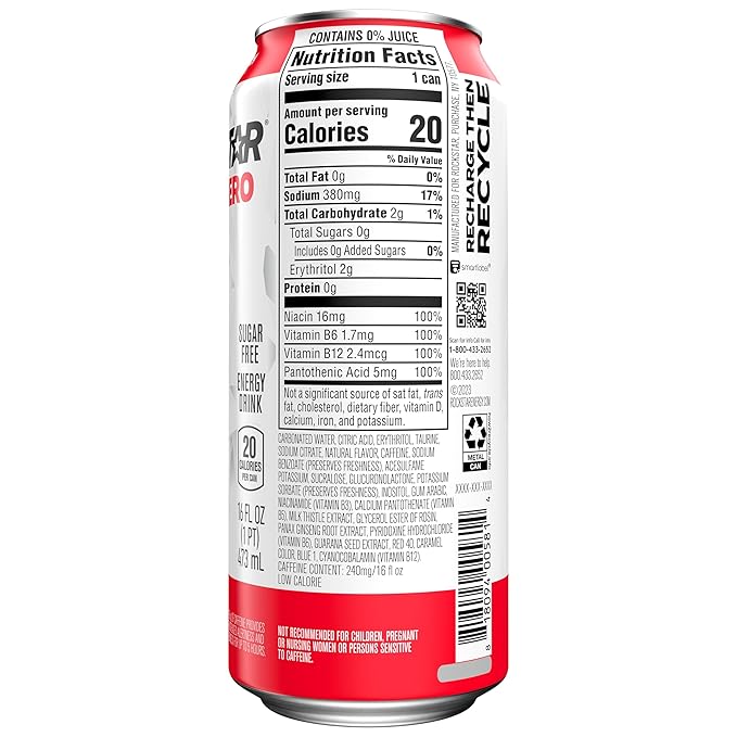Rockstar Pure Zero Fruit Punch 16 Fl Oz Can