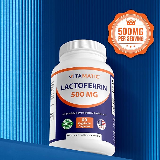 Vitamatic Lactoferrin 500mg – 60 Vegetable Capsules Promotes Healthy Immune Function