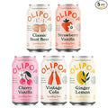 OLIPOP - 5-Flavor Soda Variety Pack Healthy Soda Sampler Prebiotic Soft Drinks Supports Digestive Health &amp Gut Health 9g of Dietary Plant Fiber Low Calorie Low Sugar Vegan (12 oz 5-Pack)