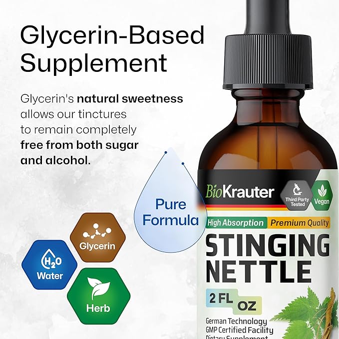 BIO KRAUTER® Stinging Nettle for Seasonal Support - Stinging Nettle Root Tincture (Urtica Dioica) 680 mg for Urinary Tract Support &amp Daily Wellness - 2 Fl.Oz. 28 Days of Supply Sugar &amp Alcoh
