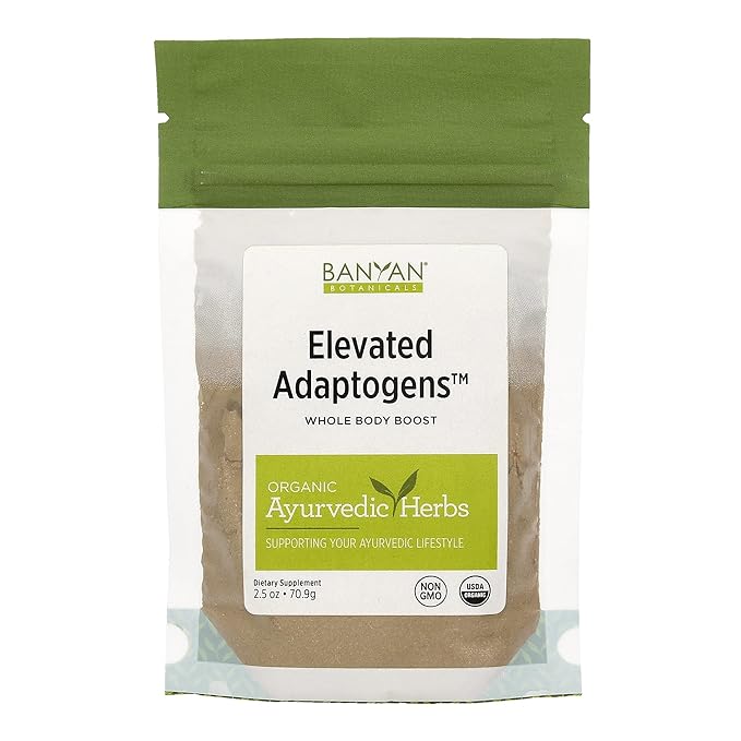 Banyan Botanicals Elevated Adaptogens – Organic Superfood Powder with Moringa Ashwagandha &amp Tulsi – Caffeine-Free Superfood Blend for Herbal Stress Relief* – 2.5oz – Non GMO Sustainably Sourced V