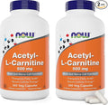 NOW Foods Now Acetyl L Carnitine 500mg 360 Veg Caps (Pack of 2) - Non-GMO ACL 500 mg Capsules Supplement for Men and Women