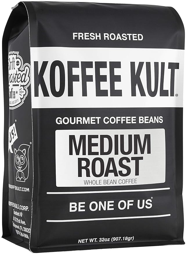 Koffee Kult Koffee Kult Medium Roast Smooth and Flavorful Medium Roast Coffee Beans- Perfect for a Relaxing Cup Anytime (Medium Roast 32oz)