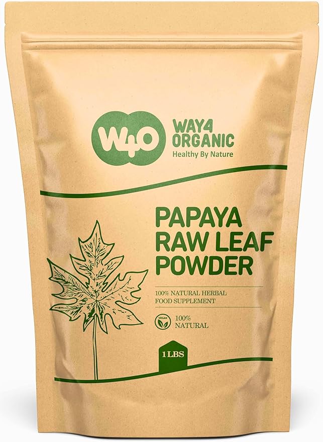 Way4Organic Papaya Leaf Powder 32 Ounces(2 Pounds) Dried from Fresh Green Leaves Good to Make Tea Juice Extract (No Fruit No Seeds)