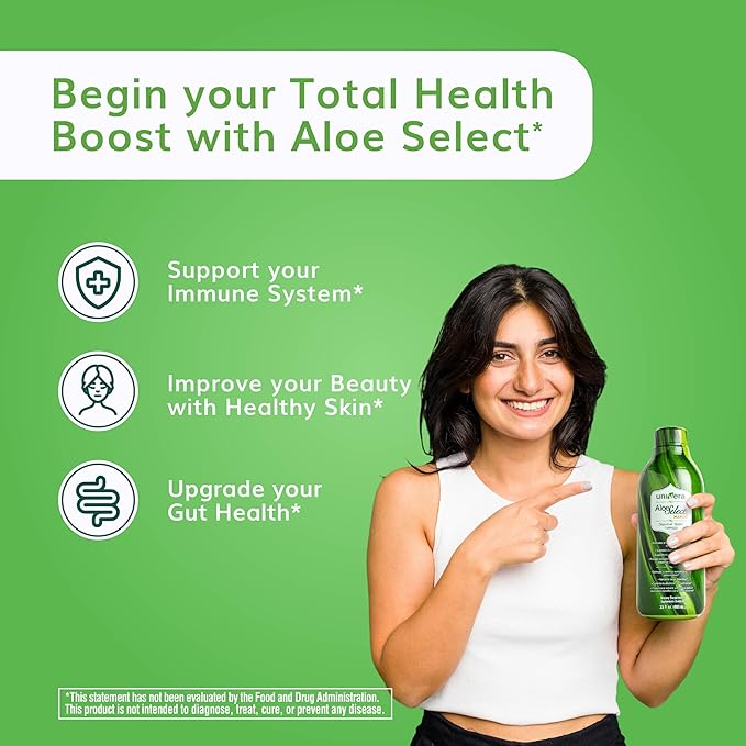 Univera Aloe Vera Juice Preminum Organic Aloe Vera Digestive Enzymes for Gut Health Immune Support Prebiotic Supplement Reduces Inflammation Mango Flavor 30 Day Supply (33 fl oz)