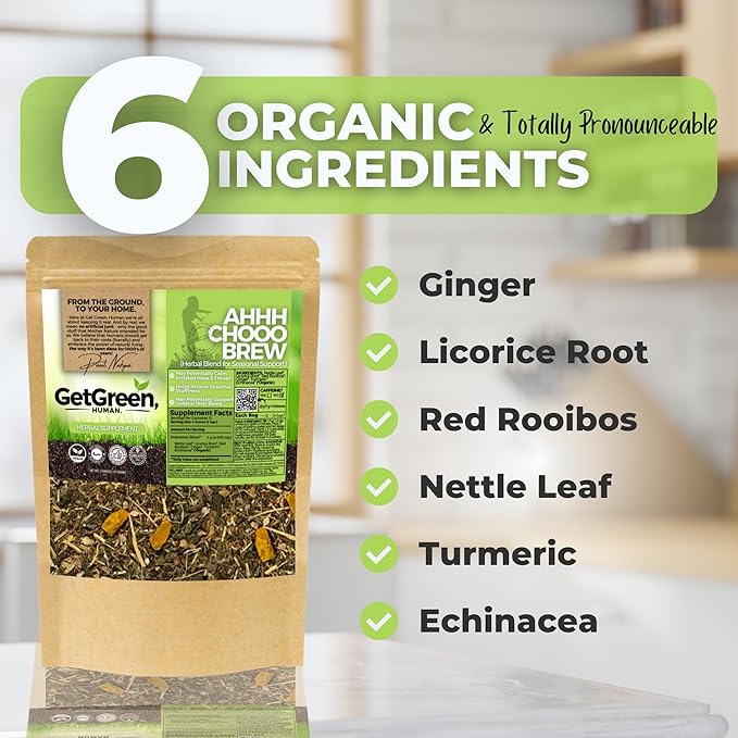 Seasonal Relief Loose Leaf Tea w/ Nettle leaf Licorice Root Red Rooibos | Organic Herbal Tea | 2 oz (57 gram) | Vegan Organic Herbs Decaf Caffeine Free Natural Healthy Resealable Bag | Ahh Ch
