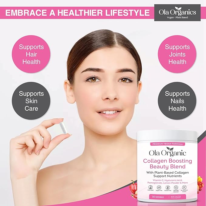 Collagen Booster Powder – Collagen Support with Hyaluronic Acid – Supports Hair Skin Nails &amp Joints – Premium Non-GMO Formula (300g Jar)