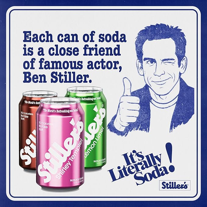 Stiller’s Natural Soda Variety Pack – Shirley Temple Lemon Lime &amp Root Beer – 12pk of Low Sugar Vitamin-Enriched Cans – All-Natural No-Biotic Zero-Guilt Sodas for Real Soda Lovers