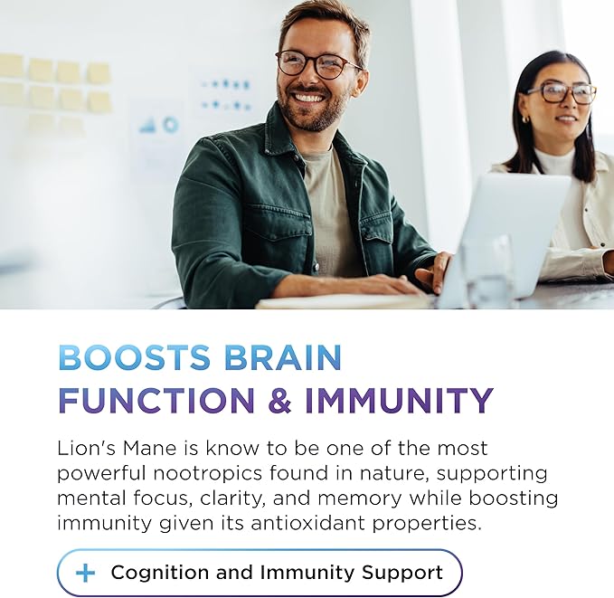 Organic Lions Mane Mushroom Supplement for Mental Clarity Focus &amp Immune Support - Organic Brain Boosting Nootropic Lions Mane Mushroom Capsules with 100% Organic Lions Mane Extract 60 Servings