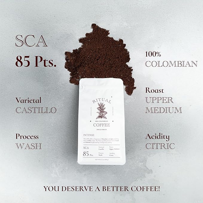 Ritual Specialty Coffee Ground Variety Pack Barista | 3 Bags (36oz Total) | 100% Colombian Single Origin | Medium Roast &amp Upp Roast | Balanced Intense &amp Smooth Profiles | SCA Certified Coffee