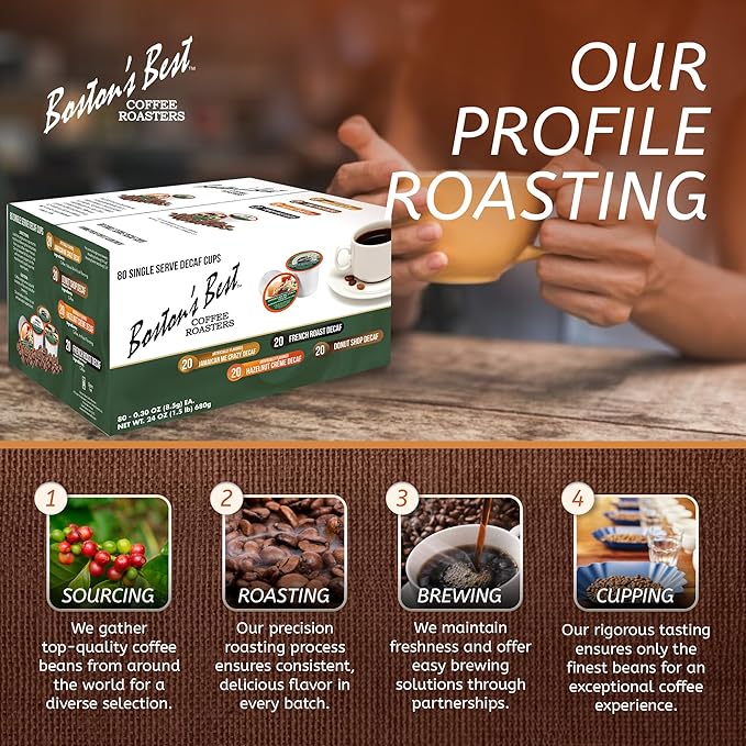 Boston’s Best - Decaf Assortment Flavored Coffee Blends Dessert Gourmet Compatible with Keurig Coffee Maker 1 Count (80 Single Serve Medium Roast Cups)