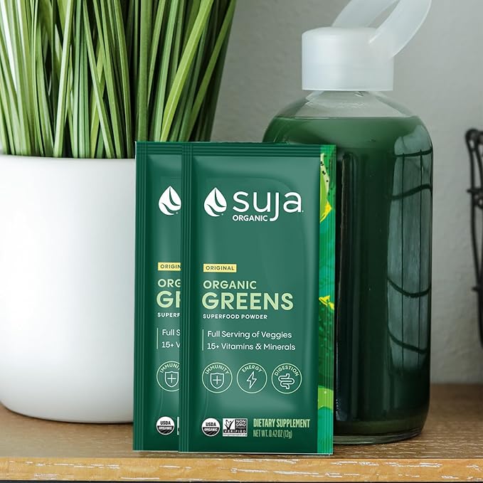 Suja Organic Greens Powder Probiotic Blend Spirulina Daily Superfood Drink or Smoothie Mix for Immune Support Digestion &amp Energy Vegan Gluten Free Non GMO 10 Servings